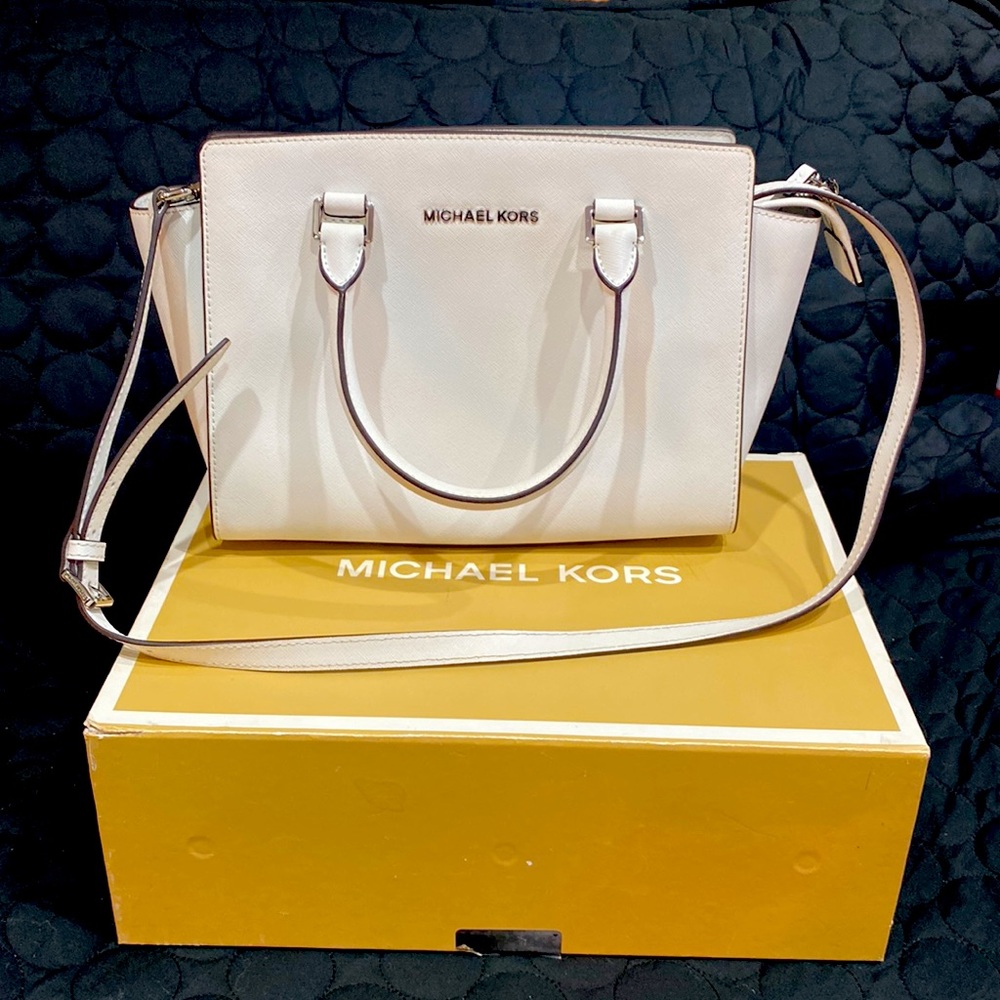 MICHEAL KORS Medium Selma Saffiano leather Satchel Crossbody Bag Ballet
